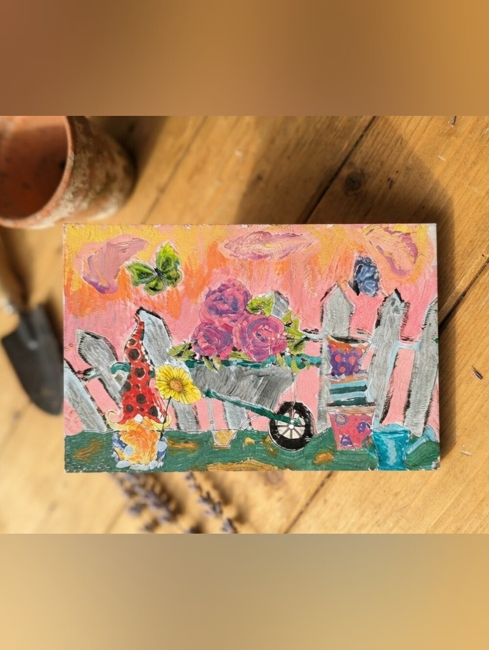Original Hand-Painted Garden Miniature Canvas